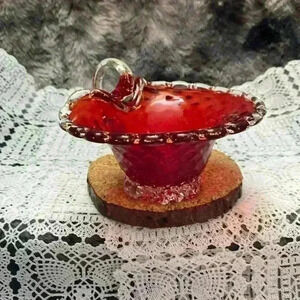 Vintage Ruby Footed  Glass Bowl